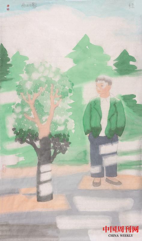 田黎明2020綠，紙本水墨，70×40cm.jpg